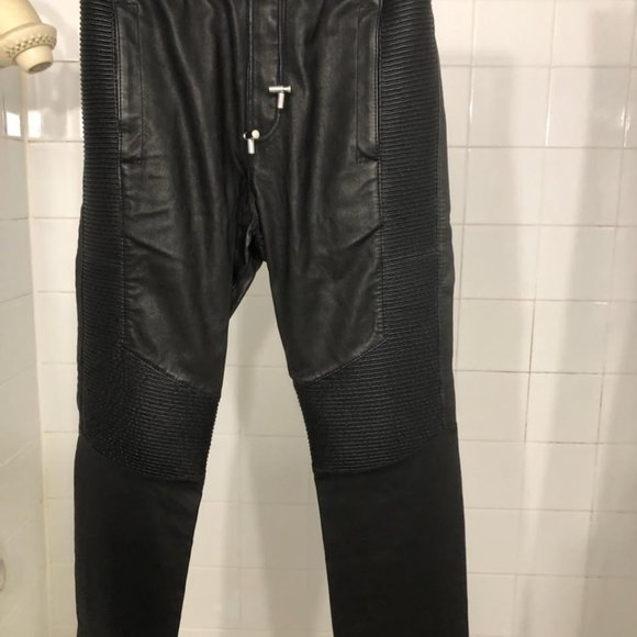 WOMANS LIMITED EDITION BALMAIN X H&M  BLACK CHIC LEATHER BIKER JOGGERS SIZE XS - Picture 14 of 16